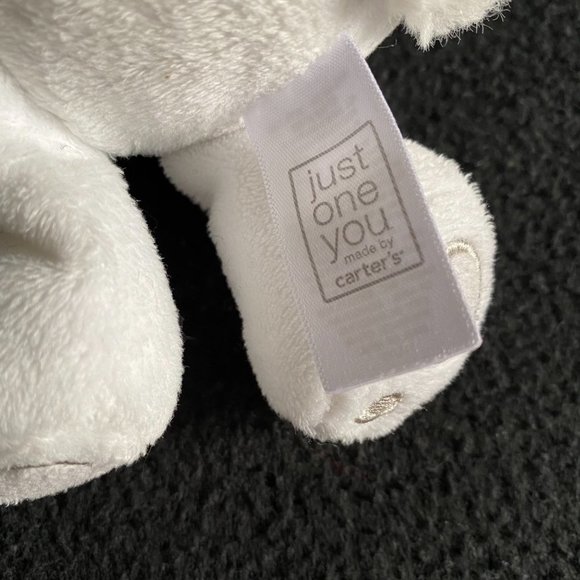 Just One Year By Carters small white bunny plush gray eyes crib baby toy stuffed - Picture 8 of 9